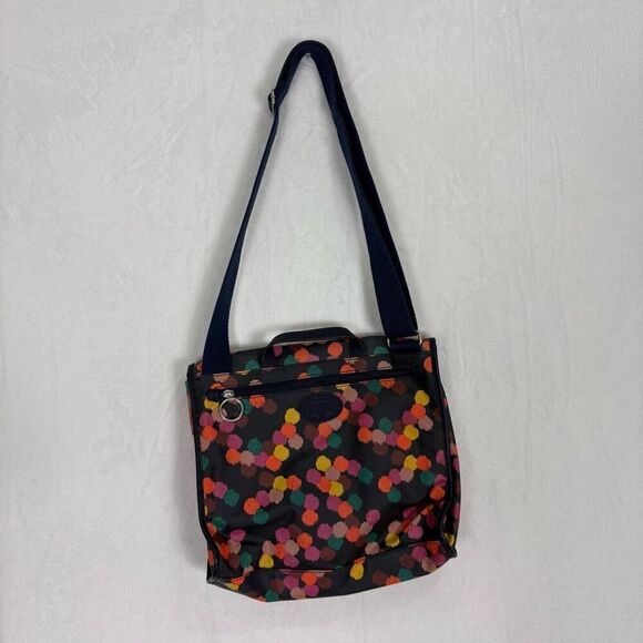 Fossil Navy with Colorful Dot Print Coated Canvas Messenger Bag - Picture 8 of 13